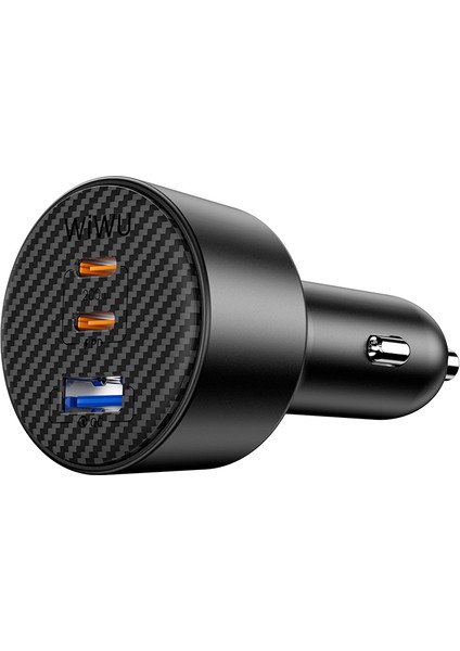 WI-CC026 Hızlı Şarj Özellikli Pd Type-C + Usb-A Portlu Aramid Fiber Araç Şarj Aleti 200W Siyah modelleri