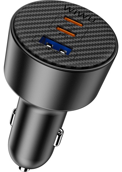WI-CC026 Hızlı Şarj Özellikli Pd Type-C + Usb-A Portlu Aramid Fiber Araç Şarj Aleti 200W Siyah indirimleri