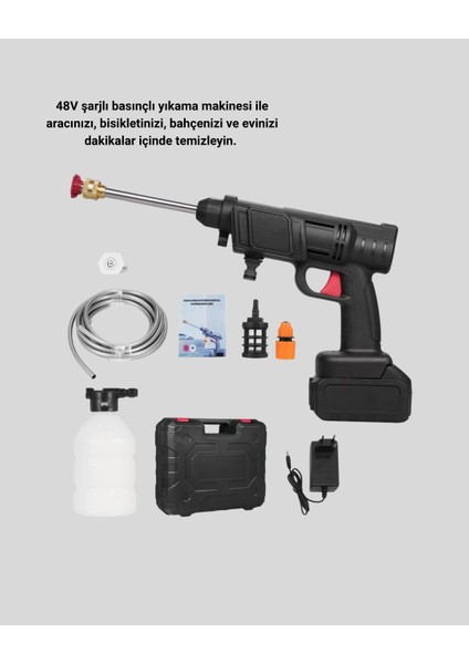 Bfs Kablosuz Basınçlı Yıkama Makinesi – 48V Güçlü Motor, 2 Pil ve Köpük Hazneli indirimleri