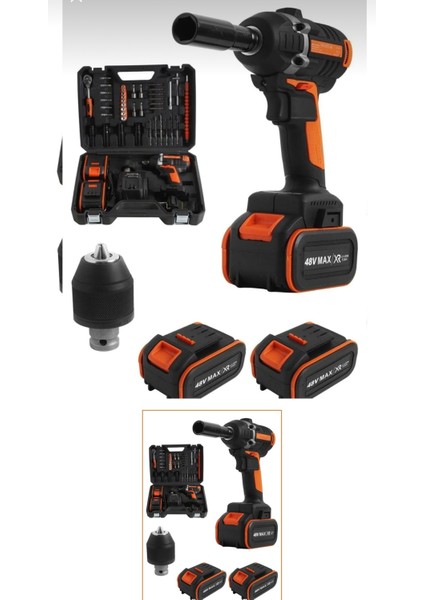 Maxstar Çok Işlevli Kömürsüz 48 V 5 Ah Çift Akülü Lion Taşıma Çantalı Somun Sıkma Setli