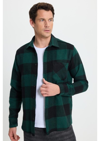 Erkek Regular Fit Klasik Fit Kareli Cepli Oduncu Gömlek fiyatları