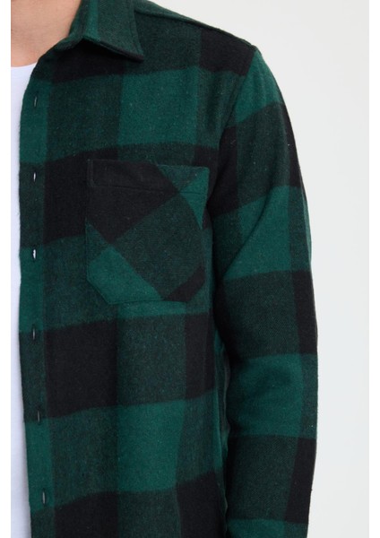 Erkek Regular Fit Klasik Fit Kareli Cepli Oduncu Gömlek modelleri