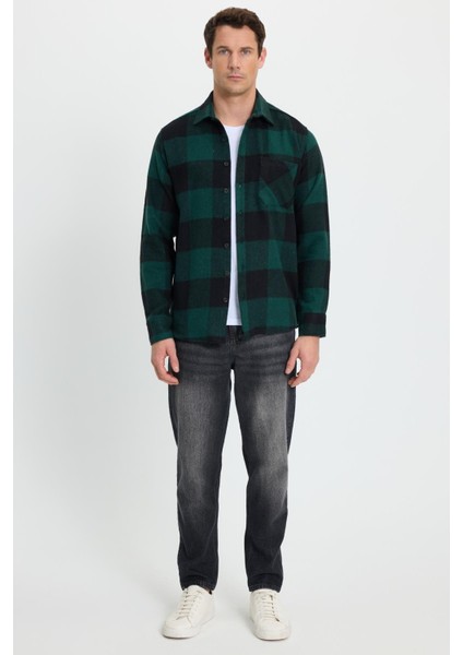 Erkek Regular Fit Klasik Fit Kareli Cepli Oduncu Gömlek fırsatları