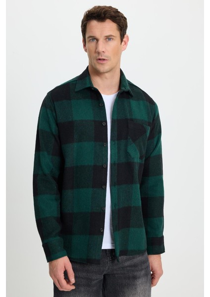 Erkek Regular Fit Klasik Fit Kareli Cepli Oduncu Gömlek indirimleri