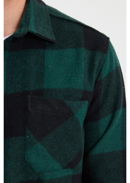 Erkek Regular Fit Klasik Fit Kareli Cepli Oduncu Gömlek