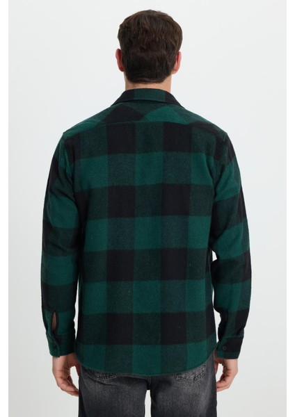 Erkek Regular Fit Klasik Fit Kareli Cepli Oduncu Gömlek