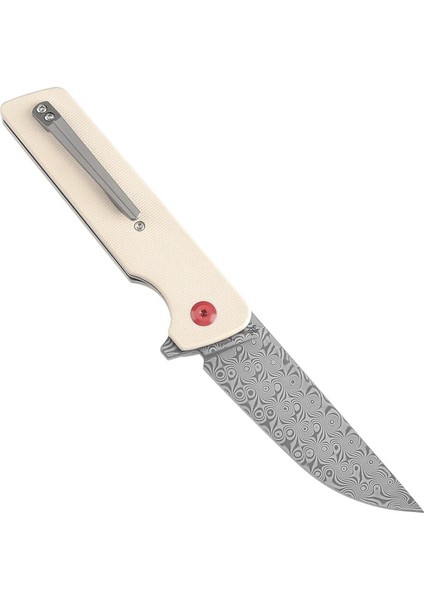 Anomaly | Flipper Bıçak | Beyaz G10 Sap | Damascus Çelik Çakı | K2038A5 modelleri