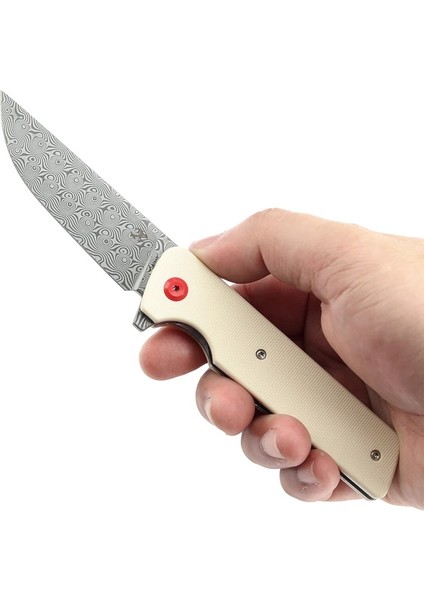 Anomaly | Flipper Bıçak | Beyaz G10 Sap | Damascus Çelik Çakı | K2038A5 fırsatları