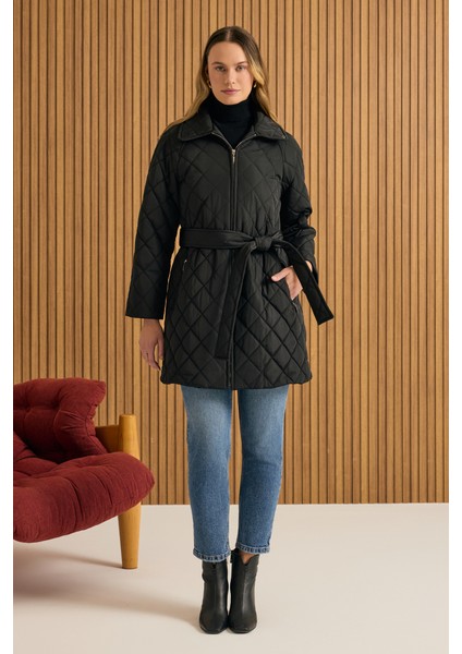 Fermuarlı Seyyar Kuşaklı Kapitone Mont fırsatları