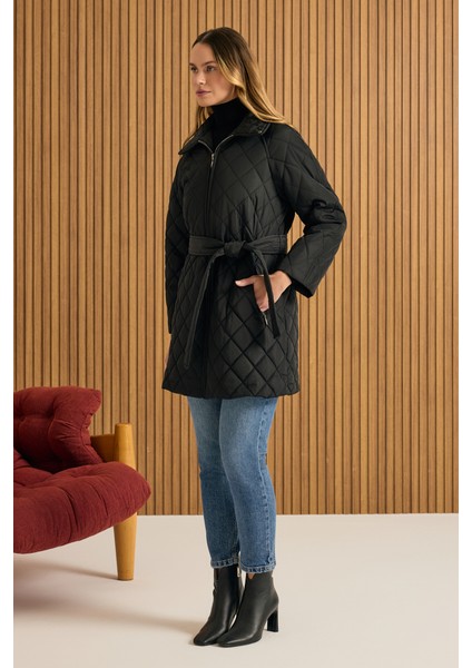 Fermuarlı Seyyar Kuşaklı Kapitone Mont indirimleri