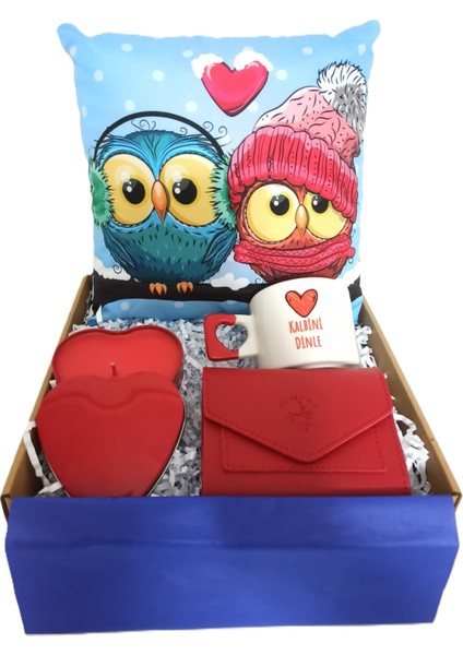 Yılbaşı Özel Hediye Seti, El Yapımı Kupa, Kokulu Mum, Yastık, Cüzdan