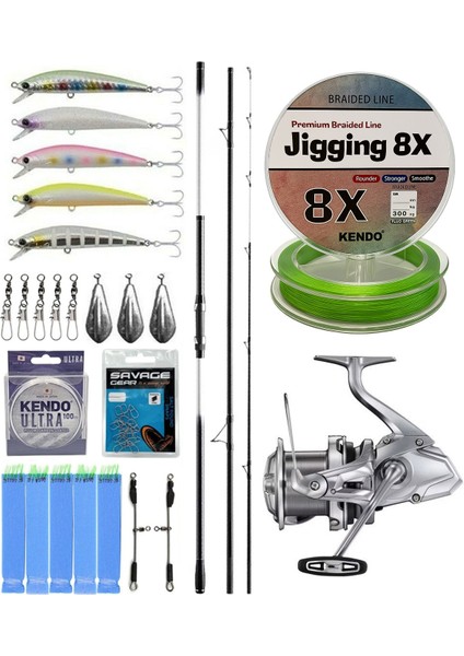 Yekoutdoor Surf Seti Shimano Kamış Beastmaster K Surf Hybrid 4,50M 225G 3pc K-Type Dps&shimano Makina Ultegra 14000 Xse