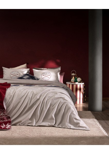 Fayette Tek Kişilik %100 Pamuk Flanel Nevresim Takımı - Bej