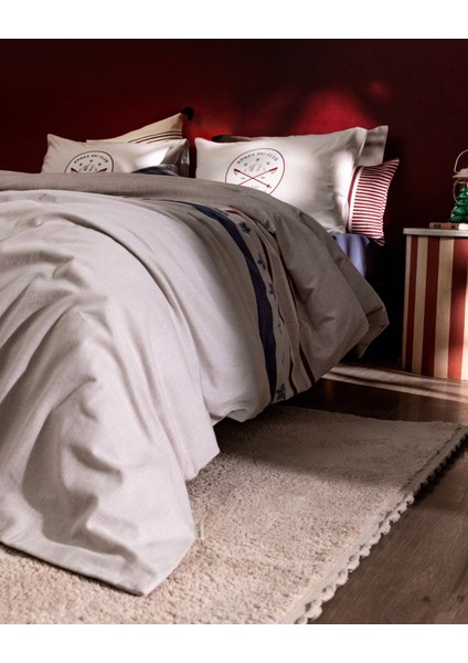 Fayette Tek Kişilik %100 Pamuk Flanel Nevresim Takımı - Bej fırsatları
