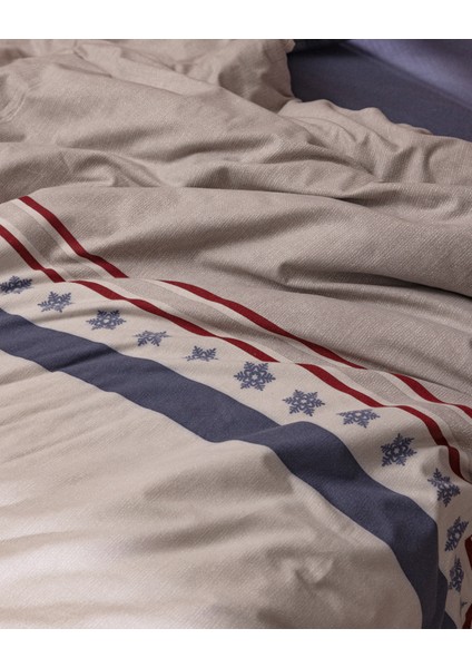 Fayette Tek Kişilik %100 Pamuk Flanel Nevresim Takımı - Bej