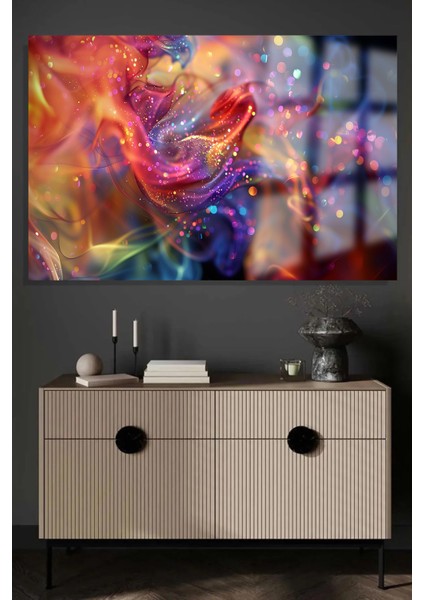 Rengarenk Işıklar Görünüm Salon Için Yatay Tablo Cam Tablo Kırılmaz Lüks Cam Tablo Ev Hediyesi fiyatları