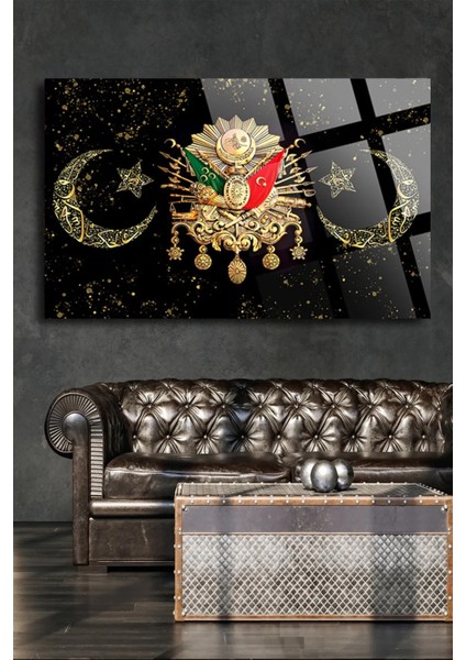 Gold Detay Osmanlı Tuğrası 4mm Kırılmaz Temperli Yüksek Çözünürlüklü Cam Tablo fırsatları