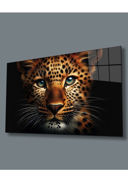 Sessiz Gözlemci Mavi Bakışın Derinliği Cam Tablo Yapay Zeka Hediyelik Büyük Tablo Ev Ofis Dekoru