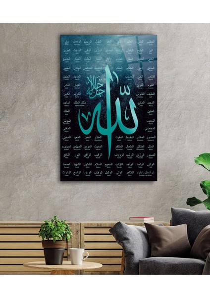 Esmaül Hüsna Allah'ın Isimleri Sıfatları Dini Islami 4mm Kırılmaz Yüksek Çözünürlüklü Cam Tablo fiyatları