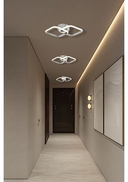 Modern Krom Ikili Kare 3 Renk LED Avize (Beyaz&sarı&günışığ) Antre Hol Koridor & Oda modelleri