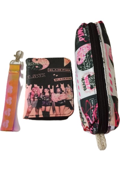 Gift Yılbaşı Özel Hediye Seti Black Pink Cüzdan, Kalemlik, Anahtarlık
