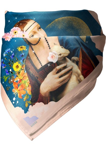 Çiçekli Kadın Desenli Bandana Fular modelleri
