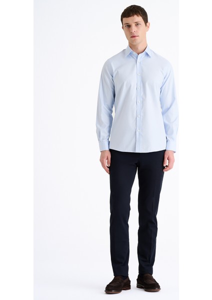 Erkek Mavi Cooper Fit Kravat Yaka Kazayağı Klasik Gömlek fiyatları