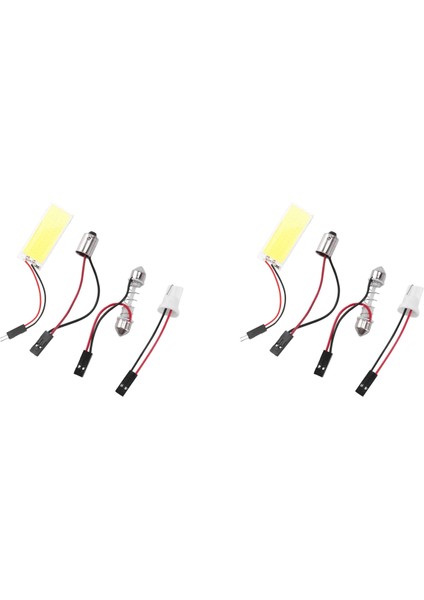 2x T10 501 W5W BA9S Festoon Dome Iç 36 LED Cob Adaptör Paneli Ampul DC12V Saf Beyaz (Yurt Dışından)