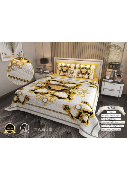 Çift Kişilik Pike Takımı Pamuklu Kumaş Jakar Dokuma Kapitone Dikişli 3D Dijital Baskılı 7 Parça-Lüks Duvet Cover Set Model fiyatları