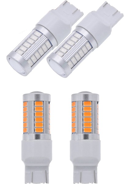 4pcs 7443 T20 LED Ampuller 900 Lümenler Süper Parlak Dönüş Sinyalleri Işık Frenini Durdurma Park Işığı Yedek Işık Kuyruğu Ampul Dc 12V 3 6W - 2pcs Sarı Işık ve 2pcs Kırmızı Işık (Yurt Dışından)
