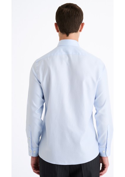 Erkek Mavi Cooper Fit Kravat Yaka Balıksırtı Klasik Gömlek fırsatları