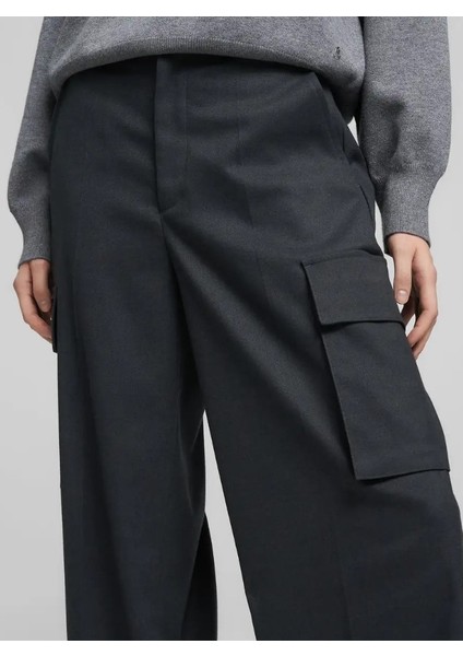 Kadın Koyu Gri Geniş Paça Kargo Pantolon fırsatları