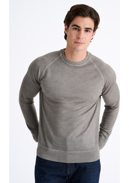 Erkek Açık Yeşil 140'S Yün Bisiklet Yaka Kazak modelleri