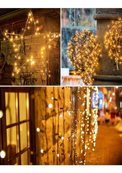 Solar 100 Ledli 12 Metre Gün Işığı Bahçe Aydınlatma Dekorasyon Güneş Enerjili LED Sarı Işık Yılbaşı fiyatları