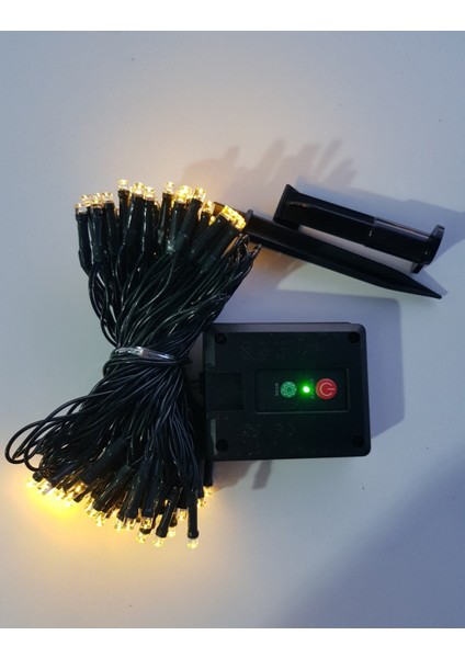 Solar 100 Ledli 12 Metre Gün Işığı Bahçe Aydınlatma Dekorasyon Güneş Enerjili LED Sarı Işık Yılbaşı modelleri