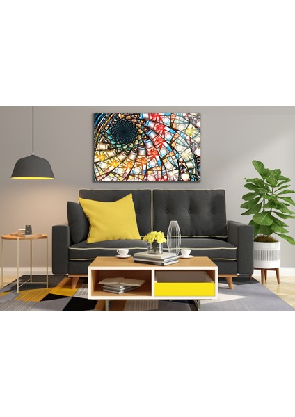 Rengarenk Geometrik Soyut Cam Tablo fırsatları