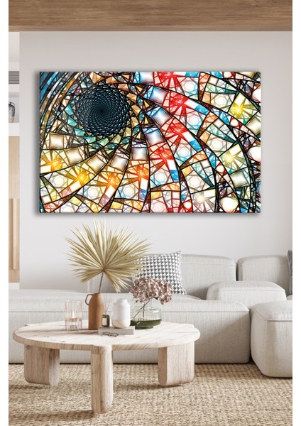 Rengarenk Geometrik Soyut Cam Tablo indirimleri