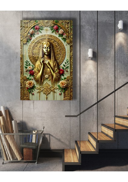 Altın Kadın Gül Motifleri Cam Tablo fırsatları