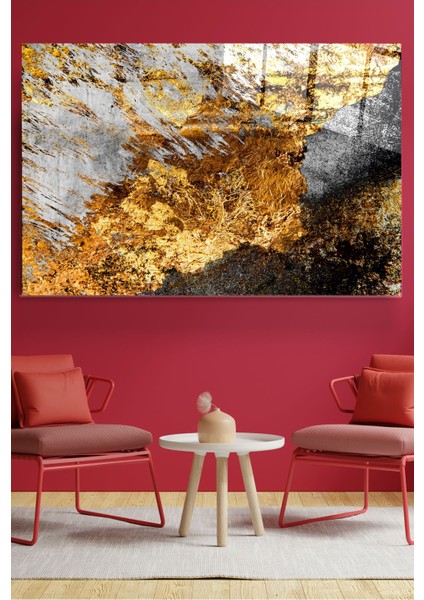 Gold Detay Soyut Cam Tablo, Dekoratif Cam Tablo