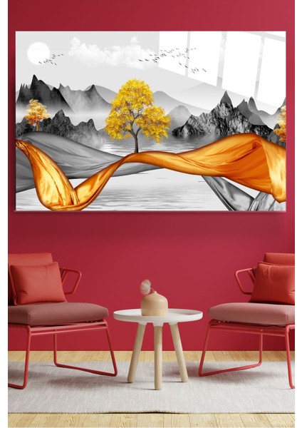 Gold Ağaç Cam Tablo, Dekoratif Cam Tablo