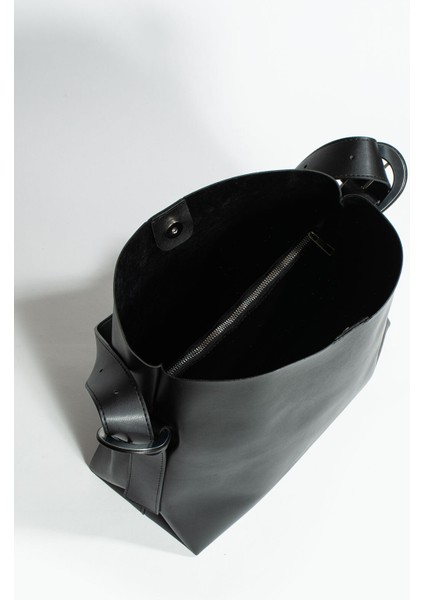 Siyah Içi Süet Yumuşak Deri Çıtçıt ve Fermuarlı Iç Bölme Büyük Boy Shopper Çanta modelleri