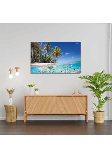 Plaj Deniz Manzarası Cam Tablo