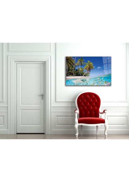 Plaj Deniz Manzarası Cam Tablo fiyatları