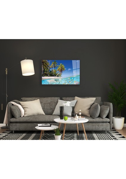 Plaj Deniz Manzarası Cam Tablo modelleri