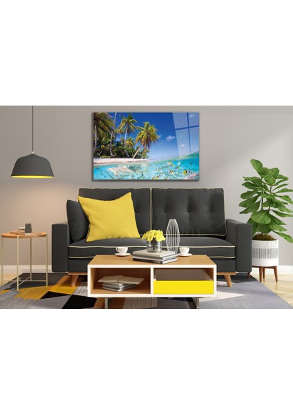 Plaj Deniz Manzarası Cam Tablo fırsatları