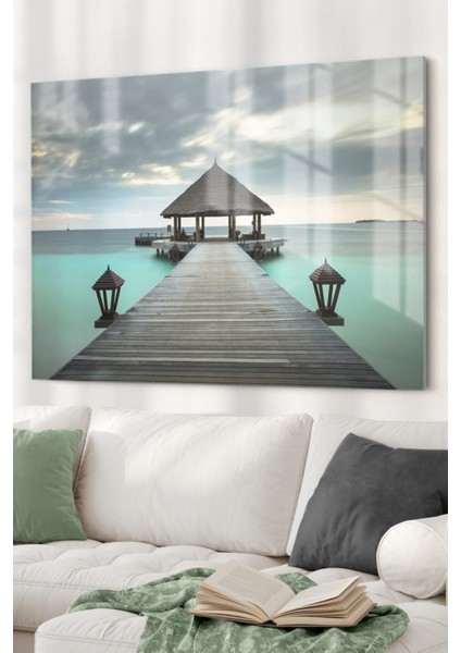 Okyanus ve Iskele | Manzara Temalı Cam Tablo | 50X70 cm