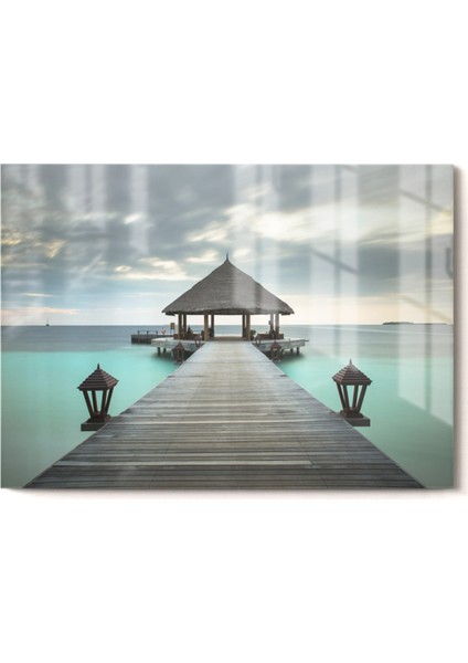 Okyanus ve Iskele | Manzara Temalı Cam Tablo | 50X70 cm fırsatları