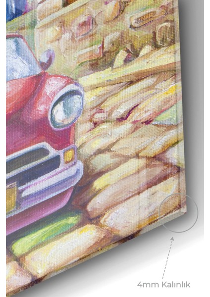Kırmızı Vintage Araba | Araba Temalı Cam Tablo | 50X70 cm modelleri