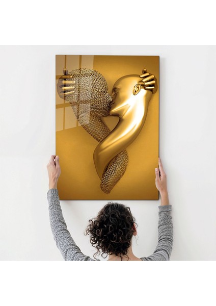 Modern Heykel Aşkı Temperli Cam Tablo, Ev ve Ofis Duvar Dekoru Hediyelik Büyük Tablo Dayanıklı Cam modelleri