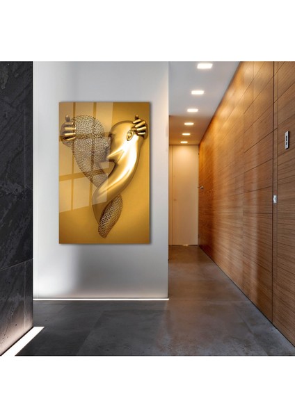 Modern Heykel Aşkı Temperli Cam Tablo, Ev ve Ofis Duvar Dekoru Hediyelik Büyük Tablo Dayanıklı Cam fırsatları